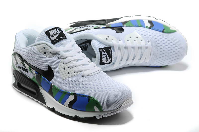 Air Max 90 Chaussures Hommes PRM EM Tissage camouflage Blanc Bleu (1)